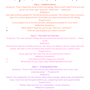 5 Day Devotional BEFORE a mission trip