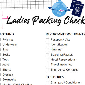 Ladies Packing List for Mission Trip