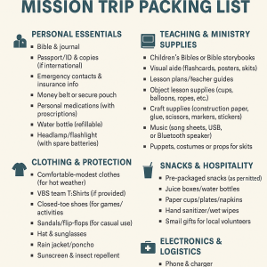Vacation Bible School Mission Packing List