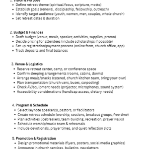 Church Retreat Checklist