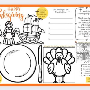 Thanksgiving Placemats /Fun Sheet